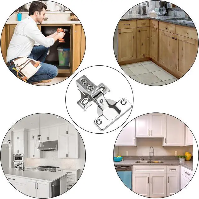 Alt view image 6 of 7 - 100 Pack 1/2 inch Overlay Soft Close Cabinet Door Hinges for Kitchen Cabinet Hinge, 100 Degree Opening Angel, Stainless Concealed Kitchen Cabinets Hinge Self Closing with Drilling Tool &Manual