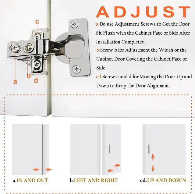 Alt view image 7 of 7 - 100 Pack 1/2 inch Overlay Soft Close Cabinet Door Hinges for Kitchen Cabinet Hinge, 100 Degree Opening Angel, Stainless Concealed Kitchen Cabinets Hinge Self Closing with Drilling Tool &Manual