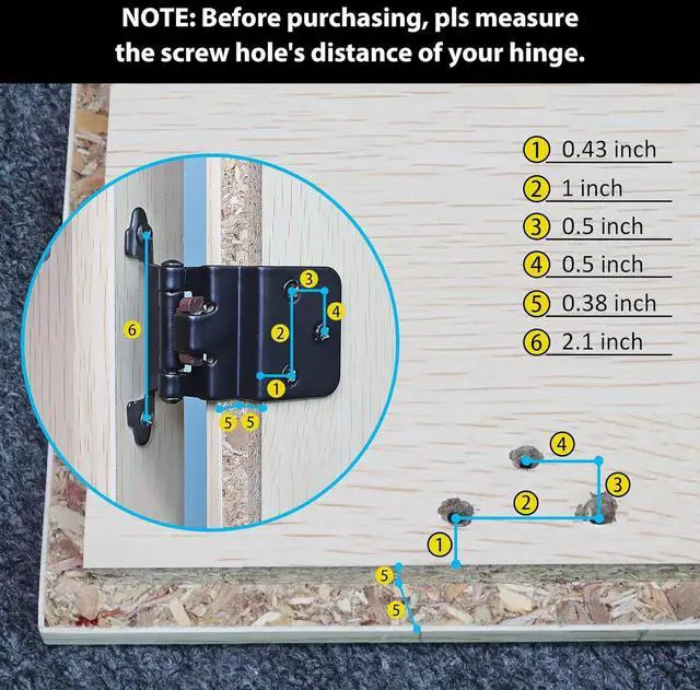 Alt view image 7 of 7 - 50 Pack (25 Pairs) 3/8" Inset Matte Black Cabinet Hinge,Self Closing Hinges for Kitchen/Bathroom/Furniture Cabinets & Doors,Decorative Cabinet Hardware Kitchen Cabinet Hinges