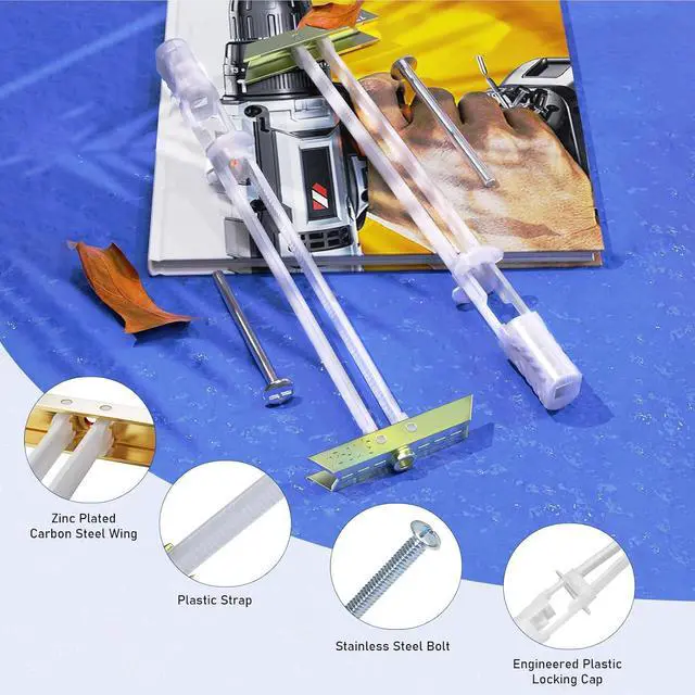 Alt view image 4 of 7 - Drywall Anchor with Included Bolts for 1/4-20, Heavy Duty Hollow Wall Anchors for TV Mounting Kit, Stainless Steel Hollow Wall Anchors Holds up to 270lbs Each in 1/2 Drywall (Pack of 99)