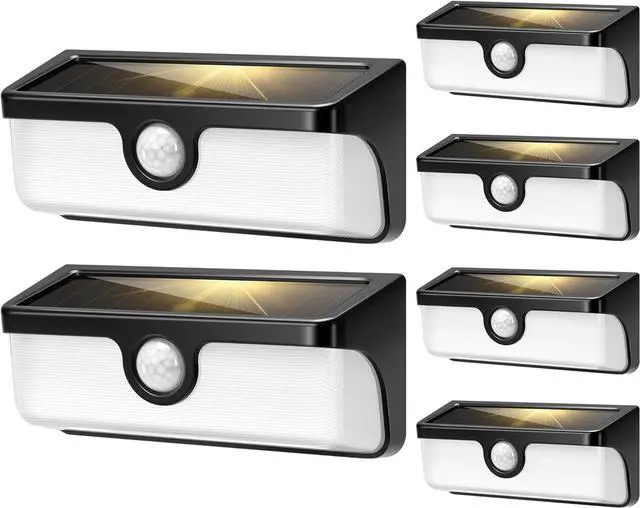 Main image of Linkable Solar Lights Outdoor, 2500LM Motion Sensor Wall Lights with Diffuser for Extra Wide Lighting, IP65 Waterproof, Solar Powered for Fence Garden, Patio, Porch, Yard, 6 Pack