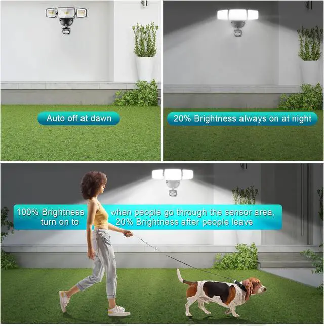 Alt view image 6 of 7 - 55W Plug in Motion Sensor Lights Outdoor, Flood Lights Motion Sensor with Remote Control, Dusk to Dawn Security Light for Outside, 5000k, 5500lm, IP65 Waterproof for Porch, Yard-2 Pack