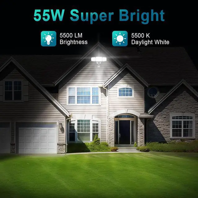 Alt view image 7 of 7 - 55W Plug in Motion Sensor Lights Outdoor, Flood Lights Motion Sensor with Remote Control, Dusk to Dawn Security Light for Outside, 5000k, 5500lm, IP65 Waterproof for Porch, Yard-2 Pack