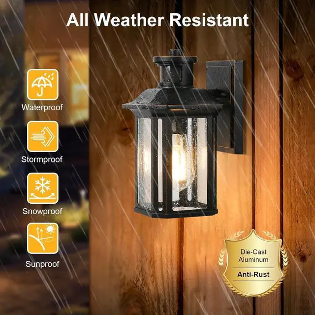 Alt view image 6 of 7 - 2 Pack Motion Sensor Outdoor Lights, 3 Adjustable Lighting Modes Porch Lights, Dusk to Dawn Exterior Lighting Fixture, Waterproof Outside Wall Lantern Sconce for House, Garage, Front Porch, ETL Listed