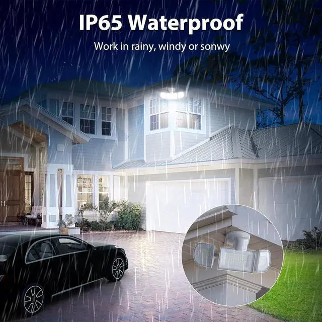 Alt view image 7 of 7 - 150W Motion Sensor Outdoor Lights, 15000LM LED Security Lights Motion Sensor Light Outdoor, 3 Adjustable Heads LED Flood Light, Group Remote Control, 3 Mode IP65 Floodlight for Yard(White)