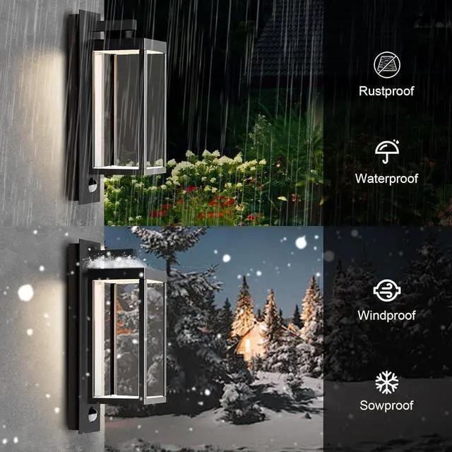 Alt view image 7 of 7 - Motion Sensor Outdoor Wall Light LED Wall Sconce Black Mount Waterproof Exterior Light Fixture Aluminum Porch Lamps for Patio Entryway Doorway Fence Garage, 750LM 3000K