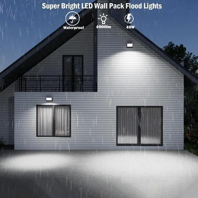 Alt view image 4 of 7 - 40W LED Wall Pack Lights Outdoor Motion Sensor,360 °Rotation 5000K 6000K 4000K Selectable Exterior Flood Lighting Fixture Sconce for Porch Garage Patio