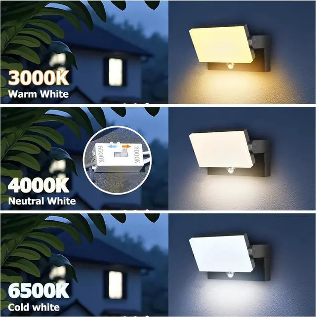 Alt view image 6 of 7 - 40W LED Wall Pack Lights Outdoor Motion Sensor,360 °Rotation 5000K 6000K 4000K Selectable Exterior Flood Lighting Fixture Sconce for Porch Garage Patio