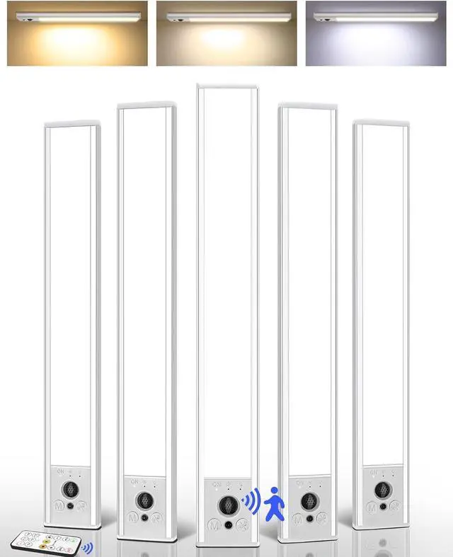 Main image of 5 Pack Under Cabinet Lighting, 4000mAh Recharge Motion Sensor Light, 16.5inch Magnetic Closet Lights with Dimm & 3 Color Temps, Wireless Motion Activated Lights with Remote for Kitchen