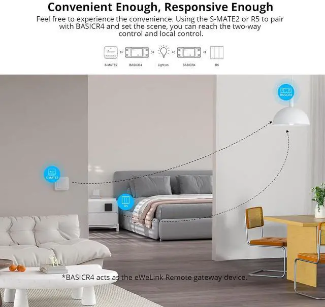 Alt view image 4 of 7 - BASICR4 Wi-Fi Smart Switch,DIY Module for Smart Home Automation Solution,Compatible with Alexa & Google Home Assistant,4 Pack