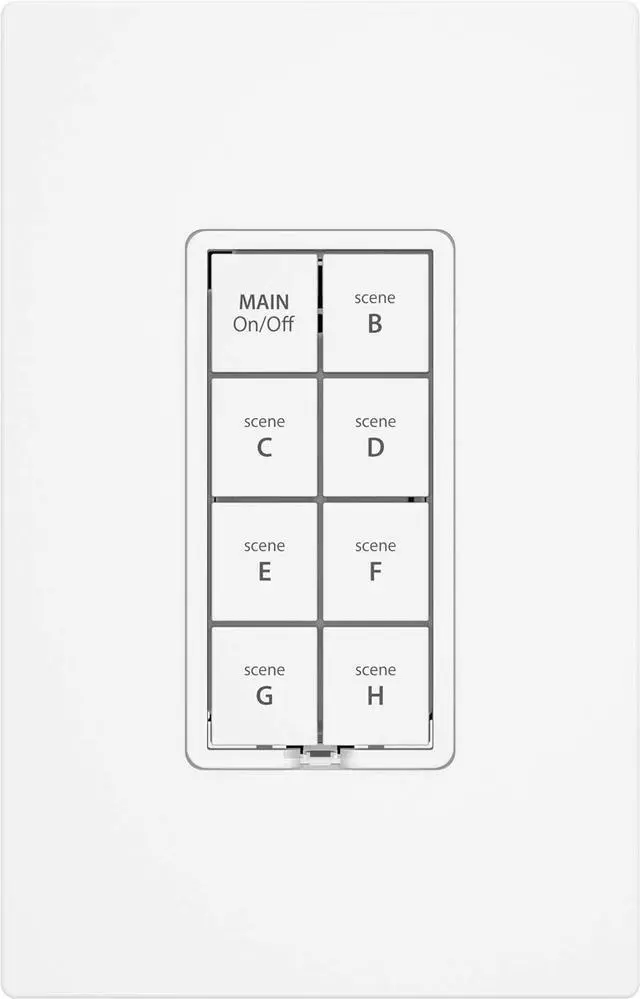 Main image of Smart 8-Button Dimmer Keypad, 600W, 2334-222 (White) - Control 8 Different Devices or Sets of Devices - Requires  Hub for Voice Control with  Alexa and Google Assistant