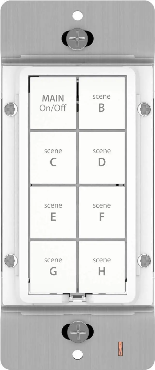 Alt view image 2 of 7 - Smart 8-Button Dimmer Keypad, 600W, 2334-222 (White) - Control 8 Different Devices or Sets of Devices - Requires  Hub for Voice Control with  Alexa and Google Assistant