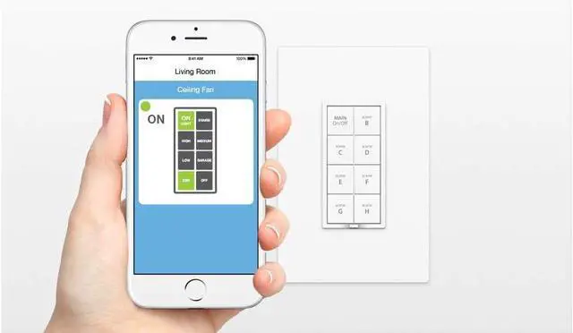 Alt view image 5 of 7 - Smart 8-Button Dimmer Keypad, 600W, 2334-222 (White) - Control 8 Different Devices or Sets of Devices - Requires  Hub for Voice Control with  Alexa and Google Assistant