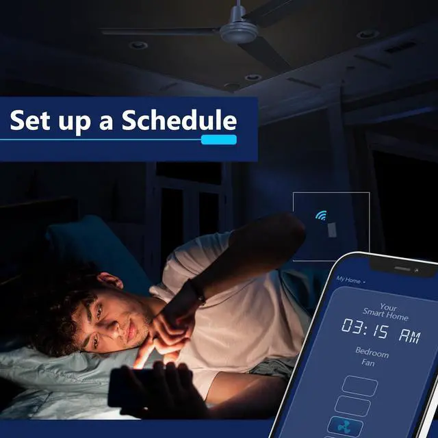 Alt view image 7 of 7 - Smart Fan Switch, Wi-Fi 4-Speed Fan Control Switch, Single Pole Only, 2.4GHz WiFi Remote Control Ceiling Fan Switch, Neutral Wire Required, 120V, 1.5A Motor, LED Indicator Speed, White