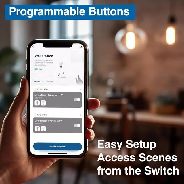 Alt view image 3 of 7 - ABRA Bluetooth® Surface Switch with Smart Plug/Gateway - Convenient All-in-One Package, Easy Wire-Free Installation & App-Free Operation, Control ABRA Smart Lighting, Requires 2.4 GHz Wi-Fi