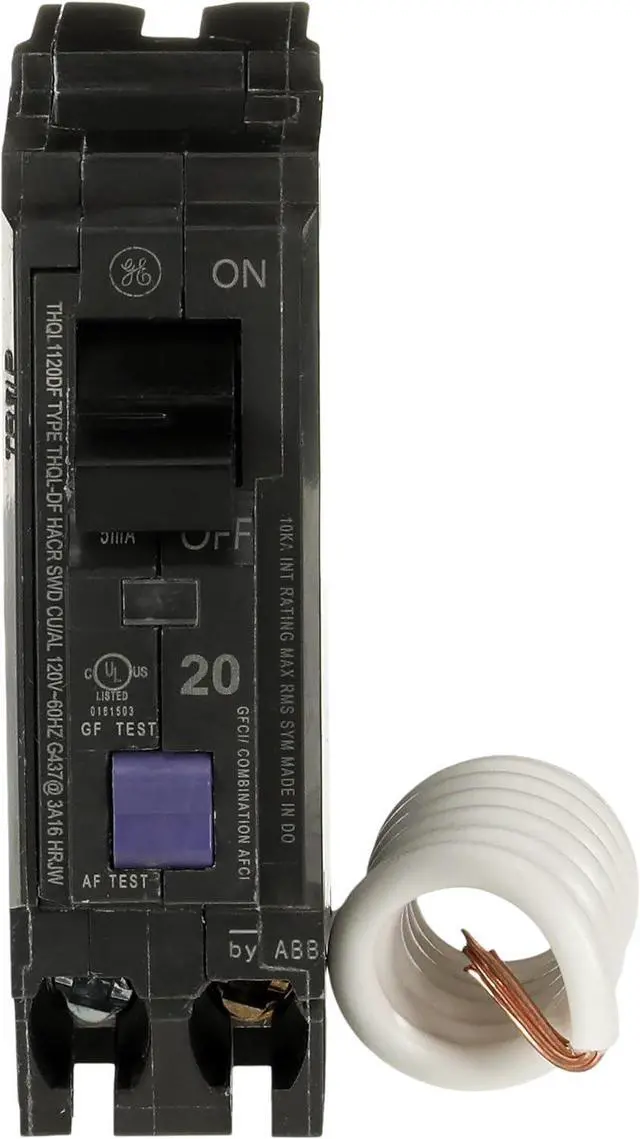 Main image of Q-Line® THQL1120DFP 20A Dual Function AFCI/GFCI Circuit Breaker  20 Amp Single Pole 120 VAC Breaker  Arc Fault Circuit Interrupter & Ground Fault Circuit Interrupter  Plug-in Mount Type