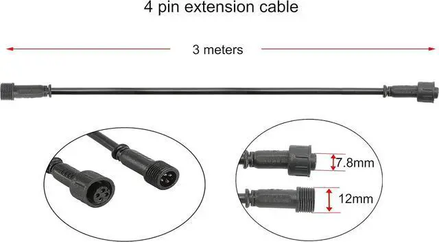 Alt view image 3 of 4 - 5PCS 9.84ft 3m Extension Cable Wire Cord with Male and Female 4Pin Connectors at Both Ends for RGB Multi-Color LED Deck Lights