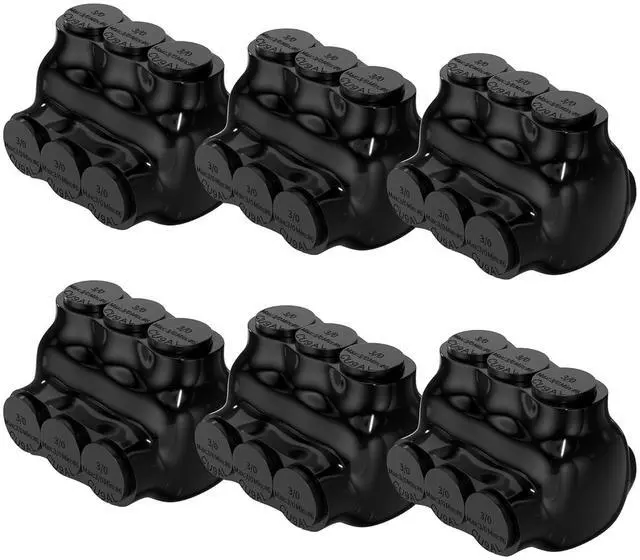 Main image of Insulated Tap Connector 3 Port 3/0-6 AWG Electrical Power Connectors 7/32" Allen Hex Aluminum Wire Connector - 6 Pack