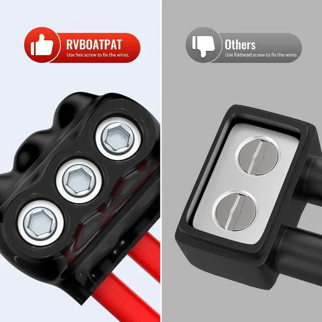 Alt view image 5 of 6 - Insulated Tap Connector 3 Port 3/0-6 AWG Electrical Power Connectors 7/32" Allen Hex Aluminum Wire Connector - 6 Pack