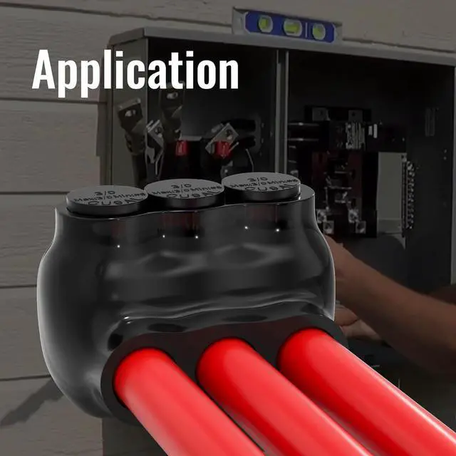 Alt view image 6 of 6 - Insulated Tap Connector 3 Port 3/0-6 AWG Electrical Power Connectors 7/32" Allen Hex Aluminum Wire Connector - 6 Pack