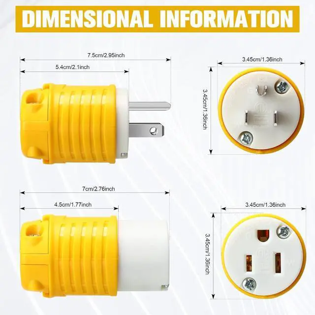 Alt view image 2 of 7 - 24 Pcs Extension Cord Ends 15A 125V 2 Pole 3 Wire Heavy Duty Replacement Male Plug Female Connector Set 5-15P 5-15R Straight Blade Plug Grounding Type/ETL Listed (Male,Female)