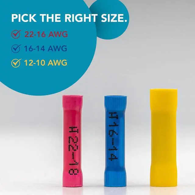 Alt view image 4 of 6 - (Blue 16-14GA 1000PK) Insulated Crimp Style Butt Connectors. Crimp Wire Gauges AWG 16-14, Insulated Splice Terminals, PVC Butt Splice