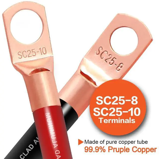 Alt view image 7 of 7 - 4 Gauge Wire (25ft Each - Red/Black) Copper Clad Aluminum CCA - Primary Automotive Wire,Battery Power/Ground Cable, 20PCS Lugs Terminal Connectors,20PCS 3:1 Heat Shrink Tubing with 100A ANL Fuse