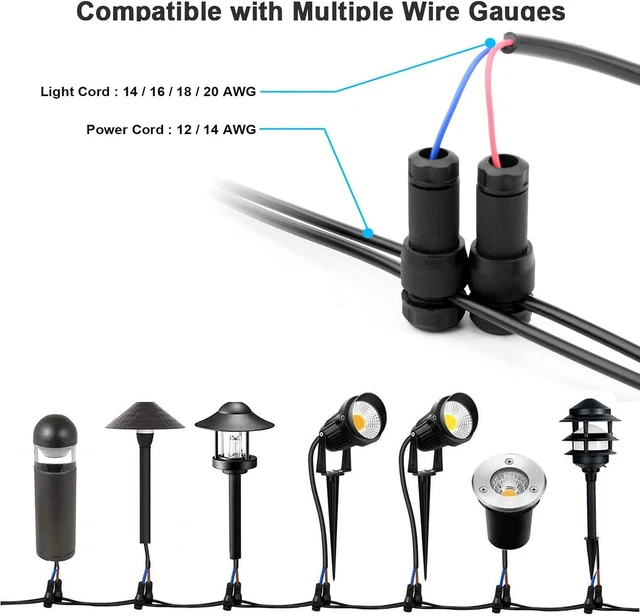 Alt view image 3 of 7 - iCreating 50Pack Low Voltage Wire Connector, Landscape Lighting Connectors Waterproof for 12/2 Gauge Cable Landscape Light Connectors for Outdoor Path Lights Spotlights In-Ground Lights