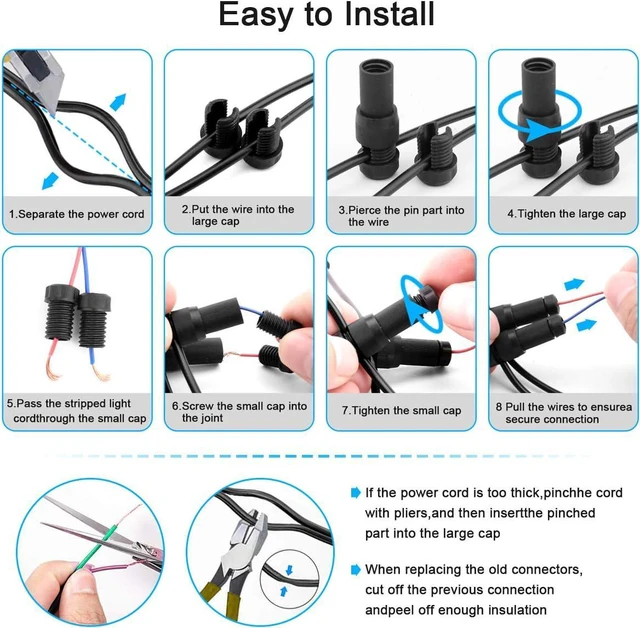 Alt view image 4 of 7 - iCreating 50Pack Low Voltage Wire Connector, Landscape Lighting Connectors Waterproof for 12/2 Gauge Cable Landscape Light Connectors for Outdoor Path Lights Spotlights In-Ground Lights