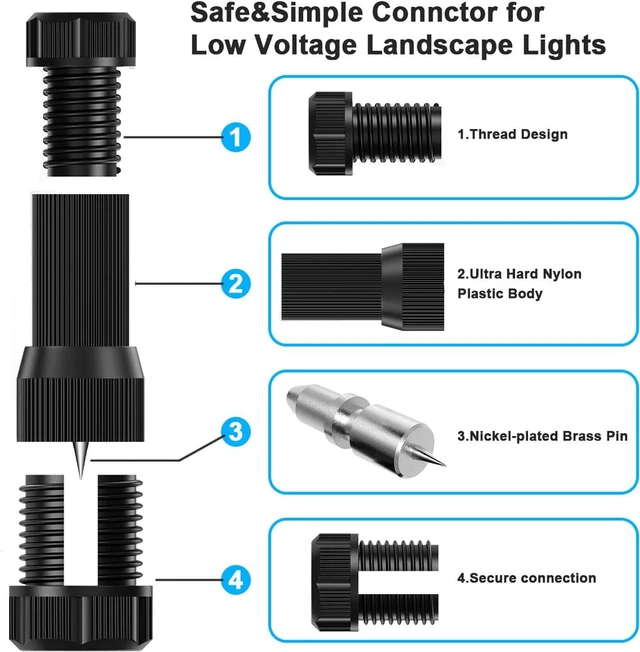 Alt view image 2 of 7 - iCreating 50Pack Low Voltage Wire Connector, Landscape Lighting Connectors Waterproof for 12/2 Gauge Cable Landscape Light Connectors for Outdoor Path Lights Spotlights In-Ground Lights