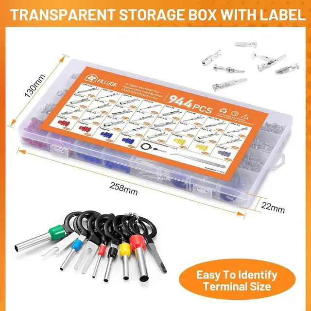 Alt view image 6 of 7 - 945Pcs Pin Connector Kit,Car Electrical Wire Connectors Terminal Pins,21Type Non-Insulated Plug 1/1.5/1.8/2.2/2.8/3.5mm,Large Quantity&Easy Store with Ratchet Crimping Tool 22-16 AWG