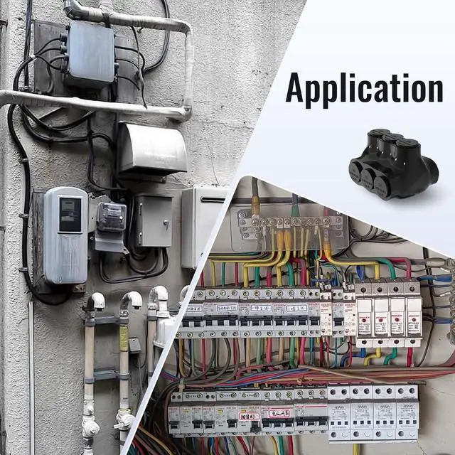 Alt view image 6 of 6 - 6PCS Dual Entry Aluminum Wire Connector 3 Port Insulated Multi Tap Connector 2/0-6 AWG Splice Electrical Power Connector 3/16" Allen Hex