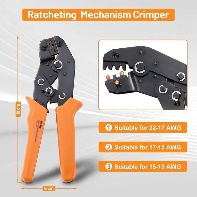 Alt view image 3 of 7 - 945Pcs Pin Connector Kit,Car Electrical Wire Connectors Terminal Pins,21Type Non-Insulated Plug 1/1.5/1.8/2.2/2.8/3.5mm,Large Quantity&Easy Store with Ratchet Crimping Tool 22-16 AWG