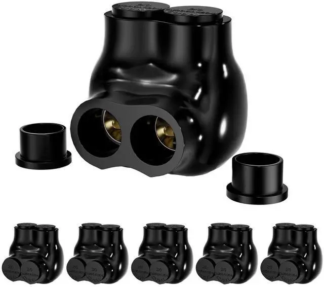Main image of Insulated Connector 2 Port Multi Tap Connector 2/0-6 AWG Single-Sided Entry Aluminum to Copper Wire Connectors Slotted Allen Hex - 6 Pack