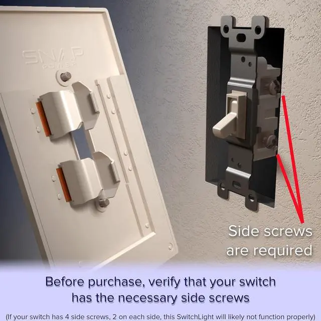 Alt view image 2 of 7 - 2 Pack -  SwitchLight - LED Night Light - For Single-Pole Light Switches - Switch Plate With LED Night Lights - Adjust Brightness - Auto On/Off Sensor - (Toggle, White)