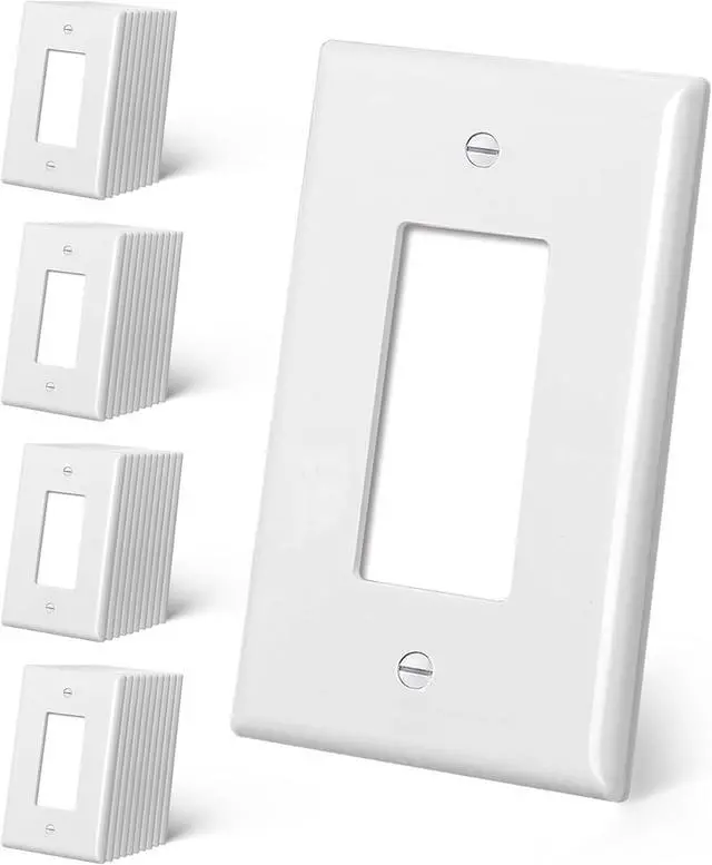 Main image of CML Oversized Decorator Wall Plate, 40 Pack Jumbo Electrical Outlet Receptacle Covers, 1-Gang Large White Switch Plates, Over-Size 3.5 x 5.5, Impact Resistant, ETL Listed