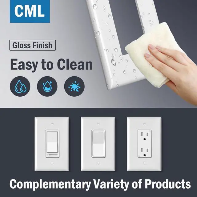 Alt view image 4 of 7 - CML Oversized Decorator Wall Plate, 40 Pack Jumbo Electrical Outlet Receptacle Covers, 1-Gang Large White Switch Plates, Over-Size 3.5 x 5.5, Impact Resistant, ETL Listed