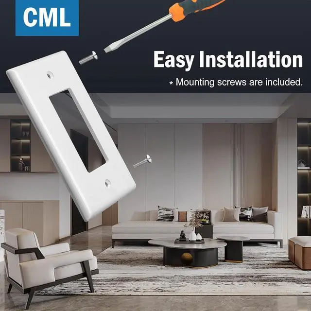 Alt view image 5 of 7 - CML Oversized Decorator Wall Plate, 40 Pack Jumbo Electrical Outlet Receptacle Covers, 1-Gang Large White Switch Plates, Over-Size 3.5 x 5.5, Impact Resistant, ETL Listed