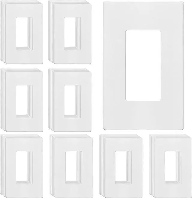 Main image of Screwless Decorator Wall Plates Child Safe Outlet Covers, Size 1-Gang 4.68" H x 2.93 L, Unbreakable Polycarbonate Thermoplastic, SI8831-W-40PCS, Glossy, White (40 Pack)