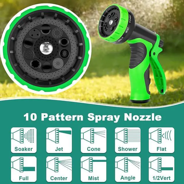 Alt view image 5 of 7 - 100ft Expandable Garden Hose w/10 Function Nozzle Sprayer, Lightweight Flexible Water Hose with Durable Collapsible Latex Core & Solid Brass Fittings, 100ft Retractable Stretch Hose(Black Rose Gold)