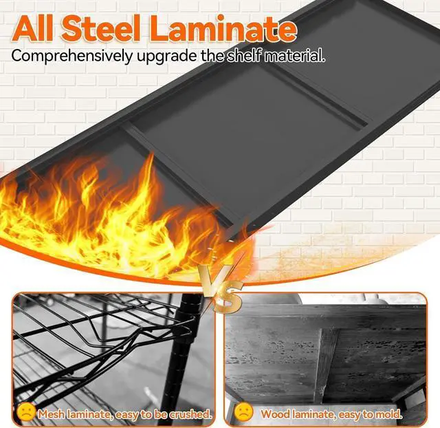 Alt view image 4 of 5 - Garage Shelving Unit, Heavy Duty Steel Storage Rack with High Load Capacity, Ideal for Garage, Warehouse, Basement, or Home Organization Solutions, Black (63" H×36" W×16" D)