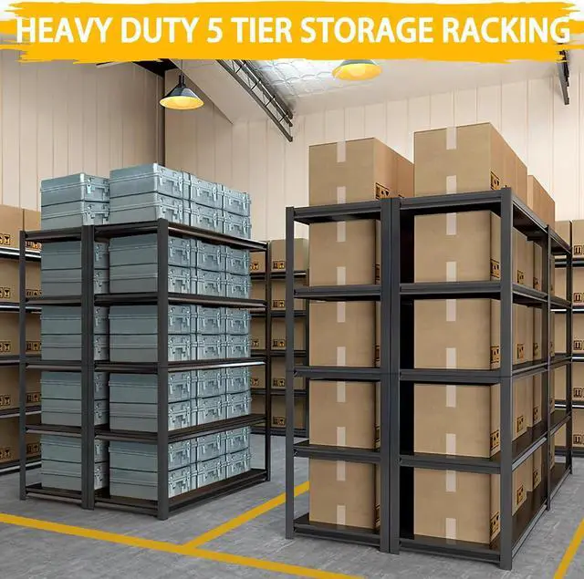 Alt view image 7 of 7 - 3020LBS Standing Shelf Units 72" H x 48W x 20" D,Heavy Duty Garage Shelving Units and Storage, 5-Tier Metal Shelves, Storage Rack for Garage Organization, Basement, Workshop, 1Pack