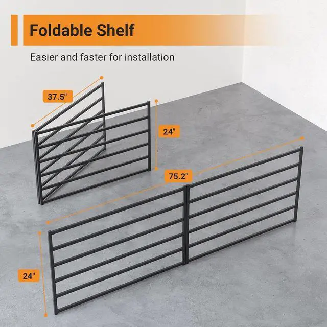 Alt view image 3 of 7 - Solid 2x6 ft Garage Storage, 2 Pack 1600 lbs Total Weight Capacity, Heavy Duty Wall Mounted Shelving for Home, Kitchen & Pantry, Black