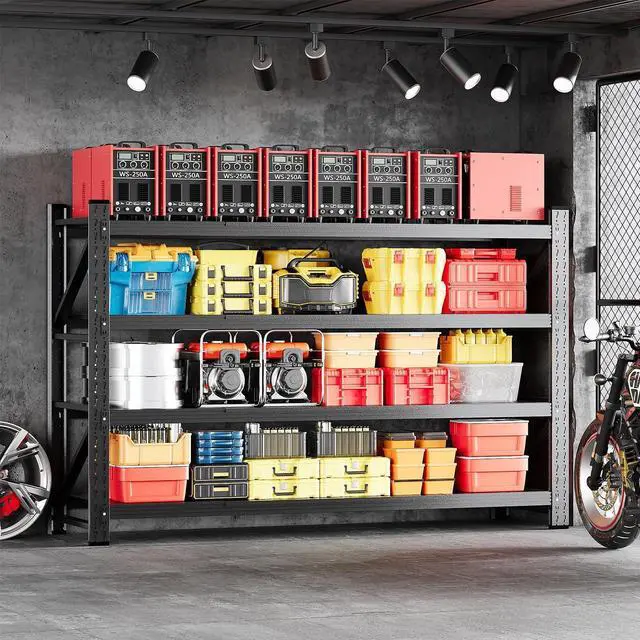 Alt view image 2 of 7 - 71.3" W Storage Shelves,5000LBS Metal Garage Storage Shelving,Heavy Duty Adjustable Unit Storage Shelves for Warehouse,Basement,71.3" W x 24" D x 70" H,Black