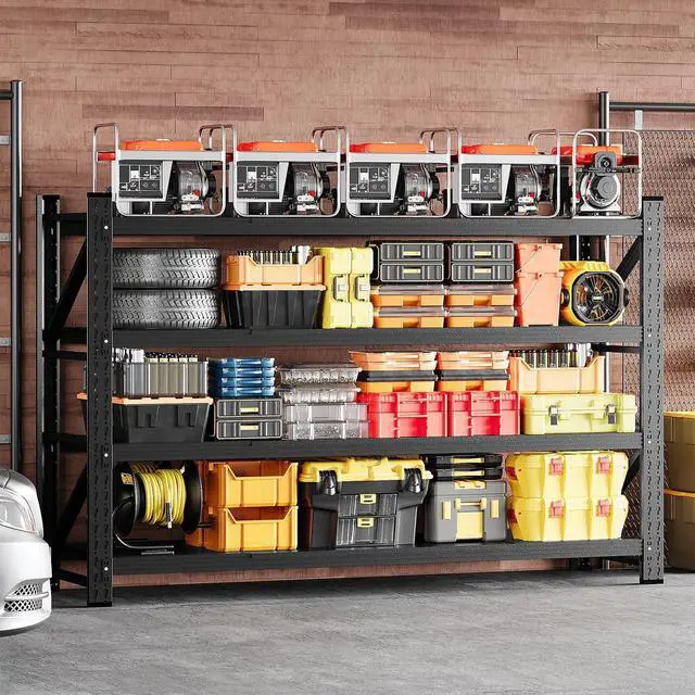 Alt view image 6 of 7 - 71.3" W Storage Shelves,5000LBS Metal Garage Storage Shelving,Heavy Duty Adjustable Unit Storage Shelves for Warehouse,Basement,71.3" W x 24" D x 70" H,Black