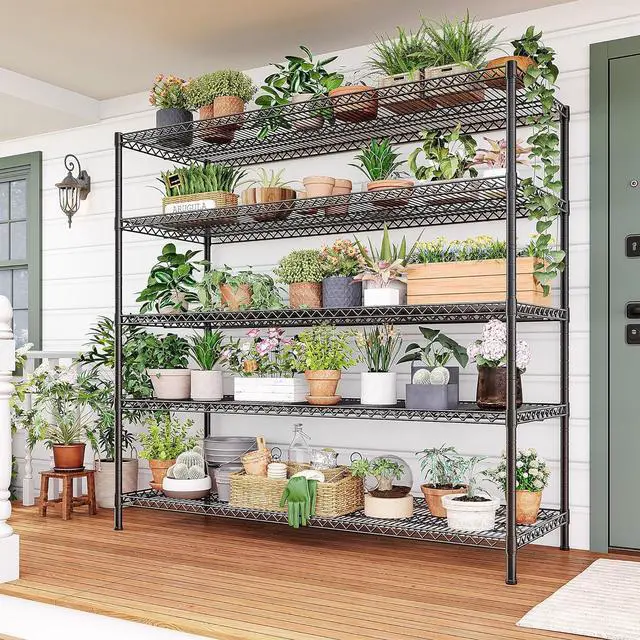 Alt view image 6 of 7 - 55.5" W Storage Shelves 3200LBS Metal Shelving 5 Tier Wire Shelving Unit Garage Shelving Heavy Duty Metal Shelves for Storage Rack Commercial Adjustable Pantry Shelf, 55.5" W X 18''D X 71" H