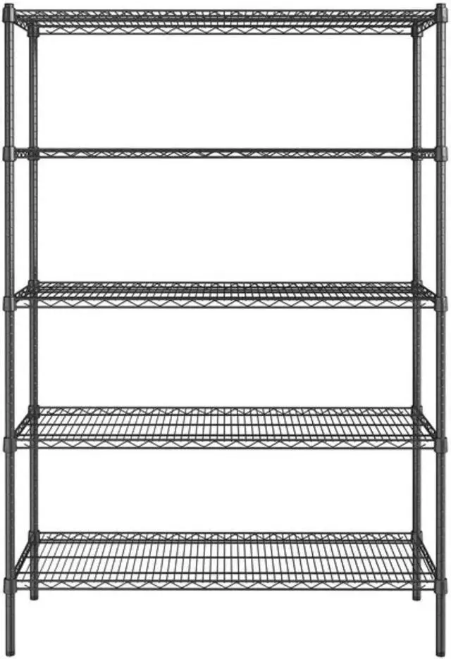 Main image of Black 5-Tier Metal Adjustable Freestanding Garage Storage Wire Shelving Unit (36 in. W x 72 in. H x 14in. D)