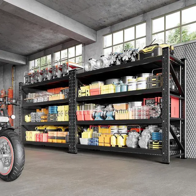 Alt view image 3 of 7 - 3000LBS Storage Shelves, 48" W Heavy Duty Garage Shelving Unit, Adjustable Industrial Shelving, 4 Tier Metal Shelving for Garage, Supermarket, Warehouse, 48" W x 24" D x 70" H
