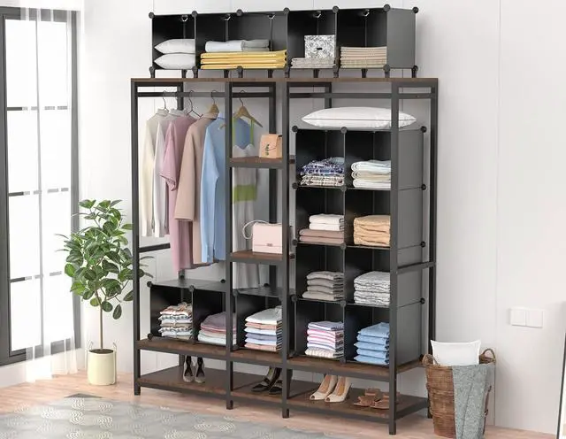 Alt view image 5 of 7 - Closet Organizers and Storage, 16 Cube Storage Organizer, Closet Organizer Bookshelf Cubes Shelves for Clothes, Bedroom, Kids Room, Bathroom, Wardrobe, Garment Racks, Black