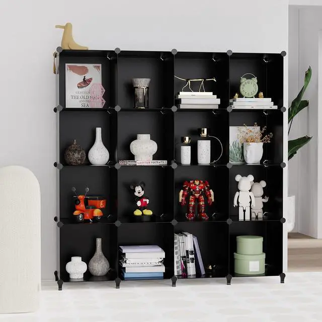 Alt view image 7 of 7 - Closet Organizers and Storage, 16 Cube Storage Organizer, Closet Organizer Bookshelf Cubes Shelves for Clothes, Bedroom, Kids Room, Bathroom, Wardrobe, Garment Racks, Black
